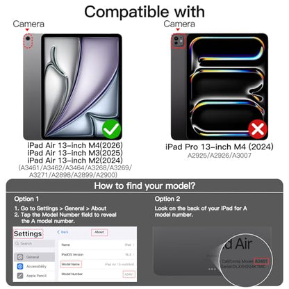 JETech Clear Case for iPad Air 13-Inch M4/M3/M2 (2026/2025/2024), Anti-Yellowing Transparent Shockproof Slim Tablet Back Cover with Hard PC Back and Soft TPU Bumper - size: iPad Air 13-inch (M4/M3/M2)