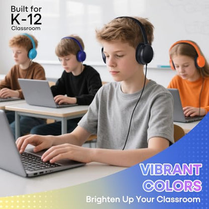 Kids Headphones 5 Pack Bulk Multi-Color for School Classroom Students Children and Adult（Durable Wired Headsets） - size: 5 Pack