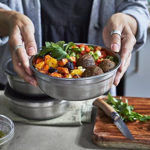 BLACK + BLUM Lunch Bowl - Reusable Meal Prep Containers for Picnic & Camping - Microwavable Stainless Steel Lunch & Dinner Food Storage Box with Leak Proof Lid - Dishwasher & Oven Safe - 650ml | Leak Proof & Airtight, Durable & Reusable, Stackable Food St
