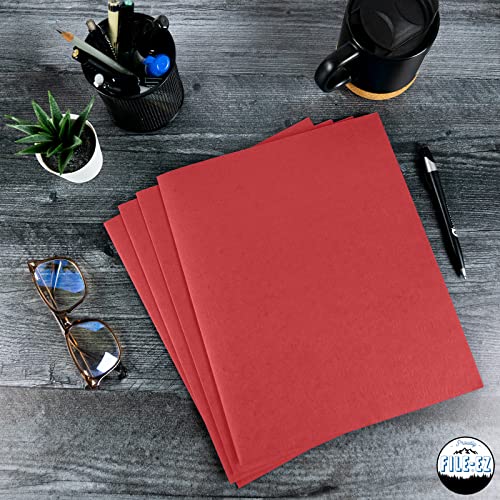 FILE-EZ Two-Pocket Folders, Red, 25-Pack, Textured Paper, Letter Size (EZ-32558) - color: Red, size: 25 Folders