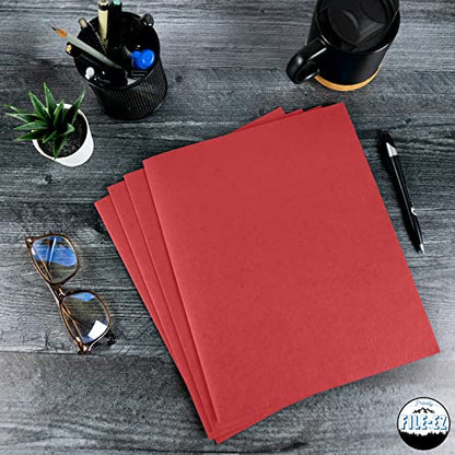FILE-EZ Two-Pocket Folders, Red, 25-Pack, Textured Paper, Letter Size (EZ-32558) - color: Red, size: 25 Folders