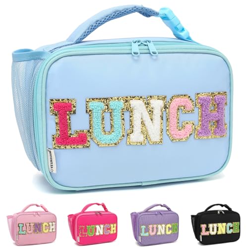 GYEUKHAM Insulated Lunch Box for School, Thermal Reusable Durable Freezable Lunch Bags for Kids Boys Girls Men Women - Small Soft Cooler Portable Lunch Tote Kit for Work Picnic Travel,Blue Alphabet - color: Blue#1
