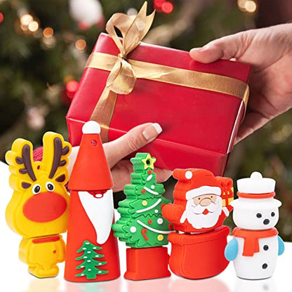 5 Pack USB Flash Drive Christmas Style 32GB New Year Gifts for Family and Friends, BorlterClamp USB 2.0 Drive Memory Stick of Santa Claus Christmas Tree Snowman Patterns Cute Pen Drive - color: Christmas Style 32GB*5