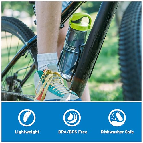 Nalgene 24 oz On The Fly Lock-Top Water Bottle, Blue w/Aqua - color: Blue with Aqua, size: 22 Ounces