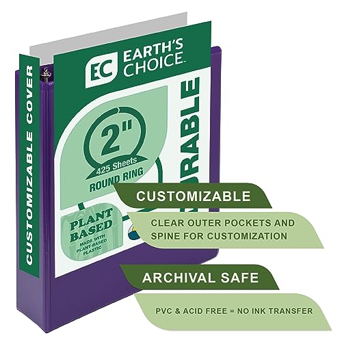 Samsill Plant-Based 2 Inch Durable Round Ring, View Binder, Eco-Friendly, USDA Certified Biobased, Purple - color: Purple, size: 2", style: Single