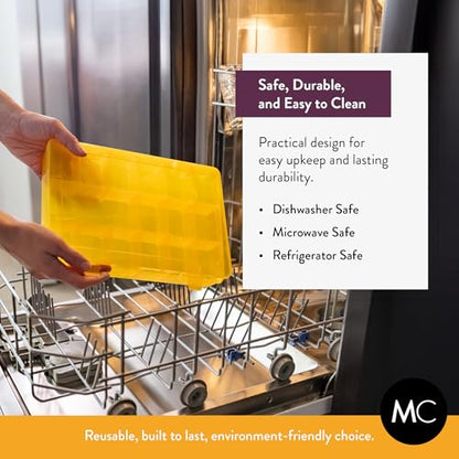 Large Kids Snack Box Containers Set of 2 -100 Labels, BPA-Free, Adjustable Compartments, Dishwasher Safe, Reusable Tray, Food Grade, Meal Prep Container, PARENT TESTED PARENT APPROVED AWARD (Yellow) - color: Yellow, size: Large