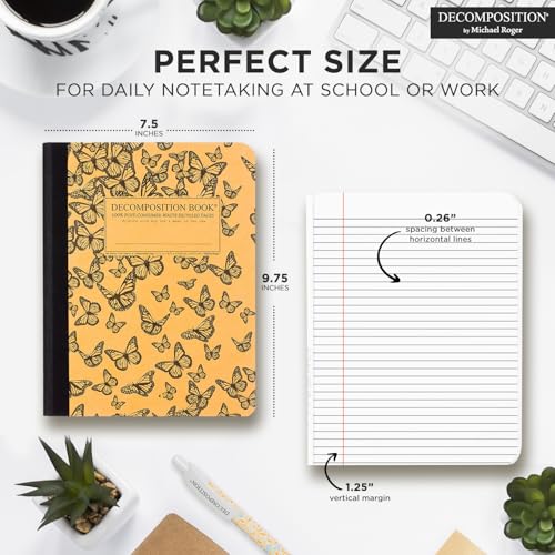 Decomposition Monarch Migration College Ruled Composition Notebook - 9.75 x 7.5 Journal with 160 Lined Pages - Cute Notebooks for School Supplies, Home & Office - 100% Recycled Paper - Made in USA - color: Monarch Migration