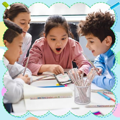 Tenceur 24 Set/48 Pcs Back to School 3rd Graders Pencils and Cards Set, Third Grade Motivational Wooden Pencil with Erasers, Composition Book Greeting Note for Student Classroom Reward Gift - style: 3rd Graders