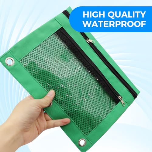 36Pcs Pencil Pouch for 3 Ring Binder - Pen Case 3 Hole Pencil Pouch Zipper Bag Holder Bulk Accessories Clear Window Aesthetic Organizer Pockets