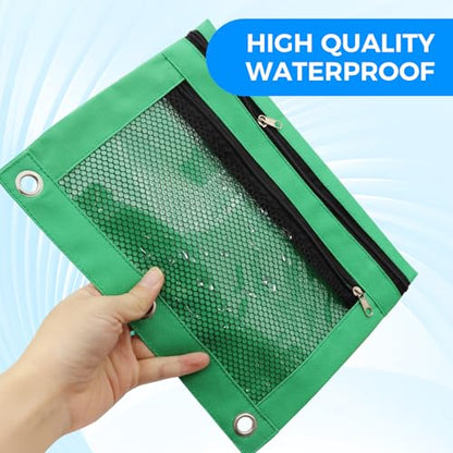 36Pcs Pencil Pouch for 3 Ring Binder - Pen Case 3 Hole Pencil Pouch Zipper Bag Holder Bulk Accessories Clear Window Aesthetic Organizer Pockets