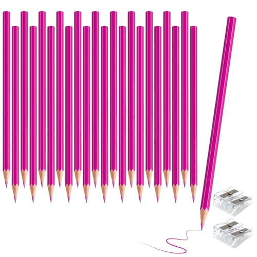 24 Pack Pink Colored Pencils for Kids, Pre-sharpened Art Pencils Back to School Supplies Set, Drawing Sketching Pencils for Students, Teachers, Classroom - color: pink