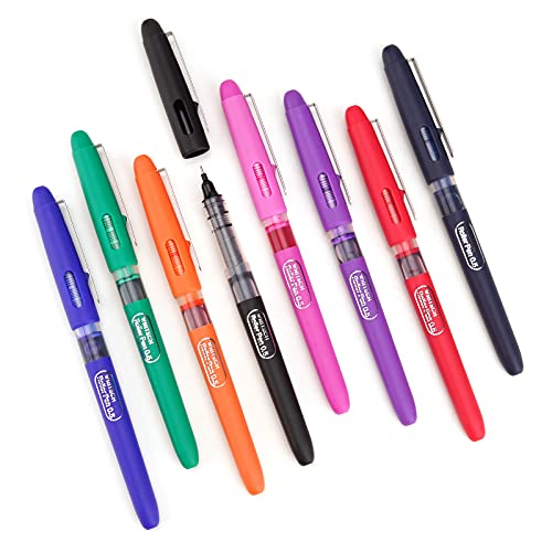 WRITECH Liquid Ink RollerBall Pens Quick Dry Ink 0.5 mm Extra Fine Point Pens 8 Pcs Rollering Pens Assorted Colors Ink for Writing, Taking Notes & Sketching (Multicolor) - color: Multicolor
