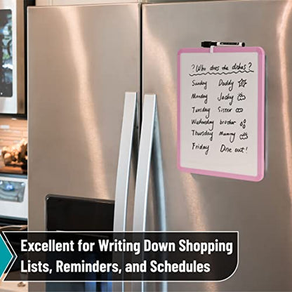 Mr. Pen- Dry Erase Board, 14” x 11” with a Black Dry Erase Marker | Pink Frame, Small Mini White Board for Students, Fridge, Wall, Locker, Includes Double Sided Tapes - color: Pink