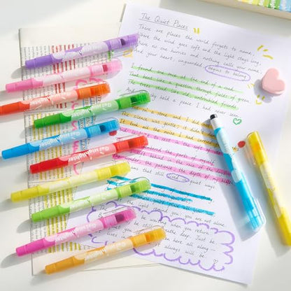 12-Pack Bible Gel Highlighters, Pastel No Bleed No Smear Twist-Up | Vibrant aesthetic twist-up gel, quick-dry no bleed on thin paper. Ideal for bible journaling, study, school and note-taking.