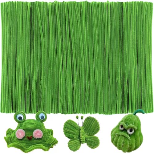 IOOLEEM 200pcs Dark Green Pipe Cleaners, Glitter Chenille Stems, Pipe Cleaners for Crafts, Pipe Cleaner Crafts, Art and Craft Supplies, Christmas Pipe Cleaners. - color: Dark Green, size: Small Pack