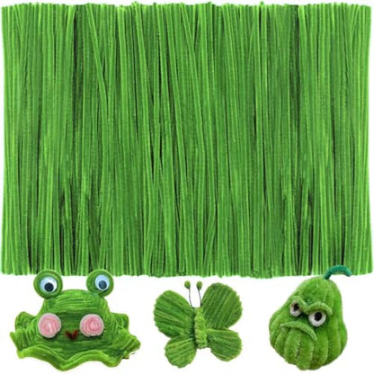 IOOLEEM 200pcs Dark Green Pipe Cleaners, Glitter Chenille Stems, Pipe Cleaners for Crafts, Pipe Cleaner Crafts, Art and Craft Supplies, Christmas Pipe Cleaners. - color: Dark Green, size: Small Pack
