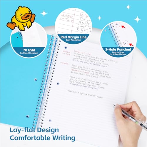 Comix Plastic Cover 3 Subject Notebook, Blue, 8.5" x 11", 150 Sheets | College Ruled, 3 Divider, Office/School/Home - color: Blue