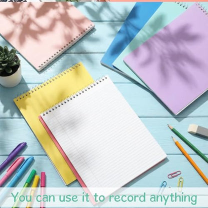 Maitys 6 Pcs Legal Pad Steno Spiral Notebook 8.5" x 11" Top Bound Spiral Pads Hard Cover College Ruled Notepad 70 Sheet Pad for School Office University Home(Cute Color,Iridescent Style) - color: Cute Color, style: Iridescent Style