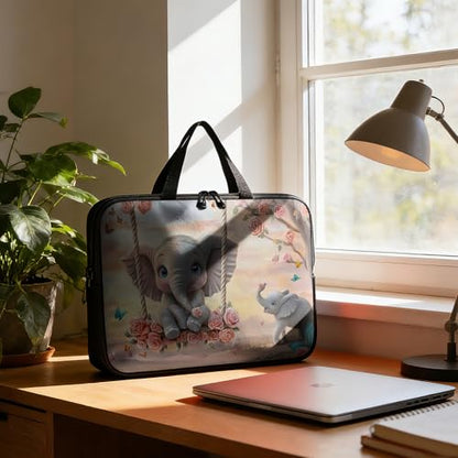 Laptop Bag 15.6 Inch,Resistant Shockproof Laptop Sleeve Case Protective Cover Carrying Case with Handle Compatible for HP Dell Lenovo Acer Asus Notebook Computer,Baby Elephant Swing - color: Baby Elephant Swing, size: 15-15.6 in