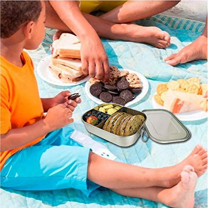 UPTRUST Leak Proof Stainless Steel Bento Lunch Container, (47OZ/1400ML) Metal Bento Lunch Box for Kids or Adults, 3 Compartment Packing Box for Work Lunch - size: 1400 ML - 3-Compartment