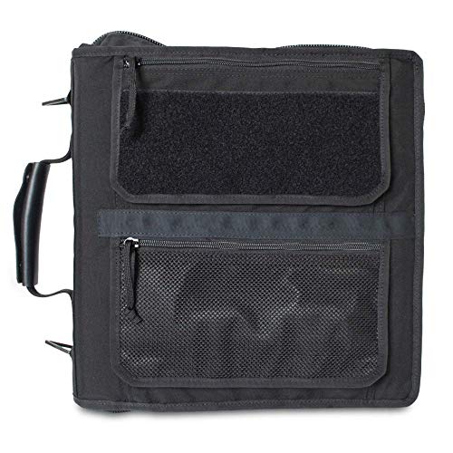 Tactical 3-Ring Binder Cover System, Zippered Padfolio Organizer Bag with leather handle (fits 1.5-2" Binders, Black) - color: Black, size: Fits 1.5-2" Binders