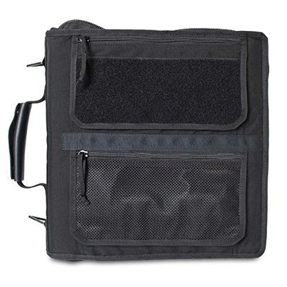 Tactical 3-Ring Binder Cover System, Zippered Padfolio Organizer Bag with leather handle (fits 1.5-2" Binders, Black) - color: Black, size: Fits 1.5-2" Binders