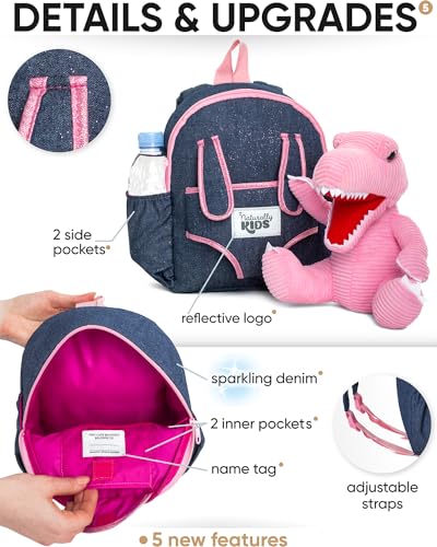 Naturally KIDS Pink Dinosaur Toys for Girls, Dinosaur Gifts for Girls 2-5 Year Old, Toddler Backpack - color: 02 Dinosaur Pink, style: Small