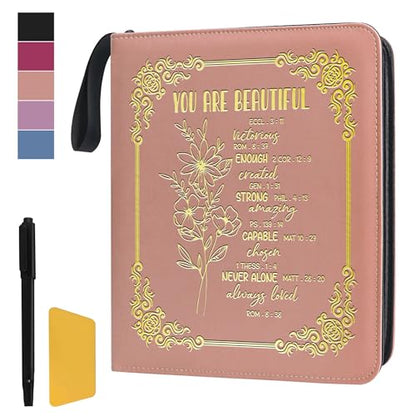 CCWEGSJ Easter Gift You Are Beautiful Zipper Photos Binder Album 3x5 4x6 5x7 6x8 DIY Magnetic Photo Album for Women Religious Gifts Inspirational Gifts. (Album Beautiful-Pink) - color: Album Beautiful-Pink