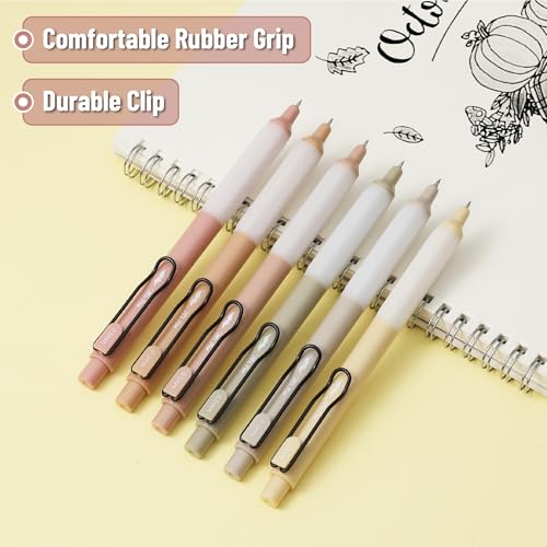 Mr. Pen- Retractable Gel Pens, 6 Pack, Black Ink, Boho Barrels | Fine Point 0.5 mm, Fast Dry, Smooth Writing, Cute Pens for Drawing, Writing Planner and School Supplies - color: Boho Barrels, size: 6 Pack