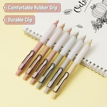 Mr. Pen- Retractable Gel Pens, 6 Pack, Black Ink, Boho Barrels | Fine Point 0.5 mm, Fast Dry, Smooth Writing, Cute Pens for Drawing, Writing Planner and School Supplies - color: Boho Barrels, size: 6 Pack