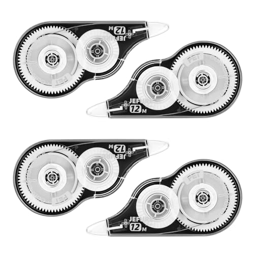 4 Pcs Correction Tape, 39.37 Ft White Wrong Out Tear-Resistant Bulk, Instant Corrections Easy to Use Applicator for School, Office, Note Taking, Journal (Tape Width 0.2 in，Clear) - size: 1 Count (Pack of 4)
