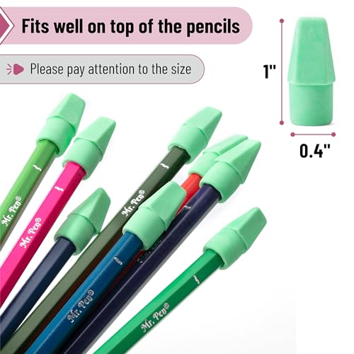 Mr. Pen- Pencil Erasers Toppers, 120 Pack, Green, Erasers for Pencils | Pencil Top Erasers, Pencil Eraser - color: Green, size: 120 Pack