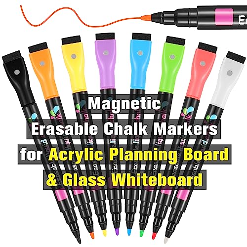 Magnetic Liquid Chalk Markers Wet Erase Markers for Acrylic Calendar Planning Board LED Note Board Clear Glass Whiteboard Window/Mirror Easter Holidays Paintings, 8 Vibrant Colors, 1mm Fine Tip - style: 8 Pack 8 Colors-1mm Tips