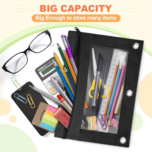 Shemira Pencil Pouch for 3 Ring Binder, 30 Pack Black Pencil Pouches Bulk, Binder Pencils Pouchs' with Smooth Zipper, Zipper Pencil Pouches, 3 Ring Binders' Pencils' Pouches' - color: Black