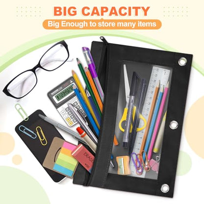 Shemira Pencil Pouch for 3 Ring Binder, 30 Pack Black Pencil Pouches Bulk, Binder Pencils Pouchs' with Smooth Zipper, Zipper Pencil Pouches, 3 Ring Binders' Pencils' Pouches' - color: Black