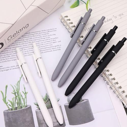ITAWIXS 6Pcs Cute Gel Pens, 0.5mm Fine Point Smooth Writing Pens, Aesthetic Pens for Journaling Note Taking, Office School Supplies, Gifts for Women - color: Black