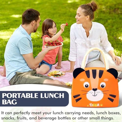 Lunch Bags Tote Cooler Bag Insulated Reusable Lunch Tote Bags Cartoon Portable Lunch Box Bag for Work Office Picnic Beach (Tiger) - color: Tiger