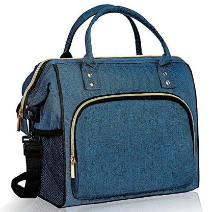 IDEATECH Large Insulated Lunch Bag for Men, Blue, Reusable Cooler Bag with Pockets, Leakproof and Insulation - color: Blue