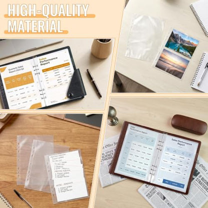VOKOY 25 Pack 5.5x8.5 Inch Sheet Protectors for 3 or 6 Ring A5 Binder, Half Letter Size 7 Holes Mini Heavy-Duty Sheet Protector Sleeves Crystal Clear Playbill Binder Pockets - size: 5.5x8.5 Inch-1 Pocket, style: 25 Pack