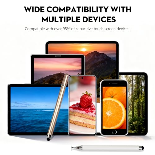 6-Pack 2-in-1 Stylus Pens for Touchscreen Devices – High-Precision, No-Charge Stylus for iPad, iPhone, Samsung & Android Tablets (3 Colors)