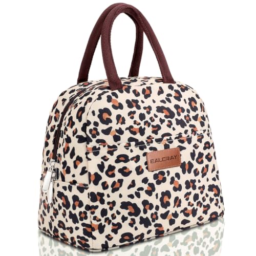 BALORAY Lunch Bag for Women Men Insulated Lunch Box for Adult Reusable Lunch Tote Bag for Work, Picnic or Travel (Beige with leopard) - color: Beige with leopard, size: M