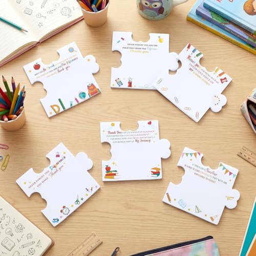 Yinder 24 Pads Back to School Teacher Gifts Sticky Notes Puzzle Shape Sticky Notes Pads Bulk Cartoon Self Adhesive Thank You Gifts for Teachers End of Year Graduation Office School Tab Party Supplies - style: Teacher
