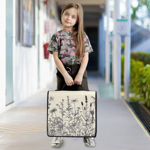 Wild Bushes Zipper Binder 3 Ring with Shoulder Strap and Handle Multiple Pockets Expanding File Folder Organizer