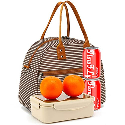 FlowFly Insulated Lunch Bag With Shoulder Strap for Women, Men, and Kids, Large and Reusable, Handle, Freezable Work and School Travel Tote and Meal Prep Organizer,Coffee - color: Coffee