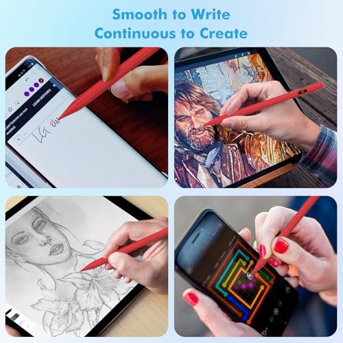 Moko Universal Capacitive Stylus Pencil for Touch Screen, Red - color: Red