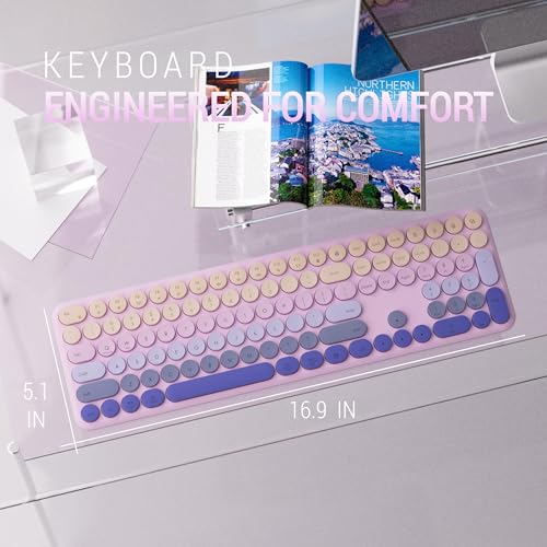 Wireless Keyboard and Mouse Combo, 110-Key Full Size (Gradient Purple) | Silent Keyboard with Round Keycaps, 2.4GHz USB Plug-and-Play Wireless, Compatible with PC, Laptop, Mac - color: Gradient purple