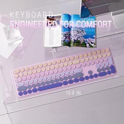 Wireless Keyboard and Mouse Combo, 110-Key Full Size (Gradient Purple) | Silent Keyboard with Round Keycaps, 2.4GHz USB Plug-and-Play Wireless, Compatible with PC, Laptop, Mac - color: Gradient purple