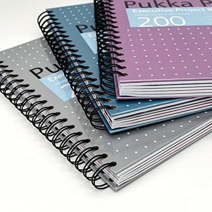 Pukka Pad 5 Subject Spiral Notebook 3-Pack - 200 Pages, 100 Sheets of 80GSM Paper with Repositionable Dividers & Perforated Edges for School & Office Planning & Organization - B5-7 X 10, Metallic - color: Metallic