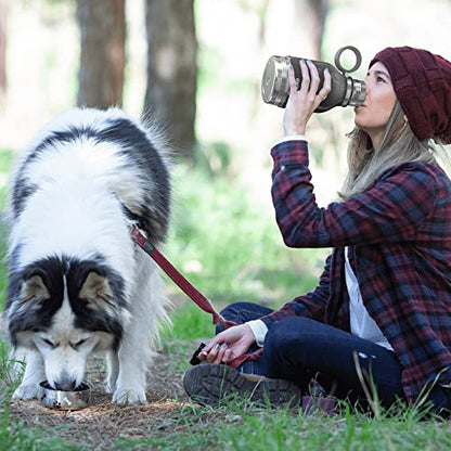 Asobu Buddy Bottle a Stainless Steel Insulated Water Bottle for with Removable Dog Water Bowl and Dog Food and Treat Storage Bowl (Midnight Marble, 37 oz Water Bottle with Bowl) - color: Midnight Marble