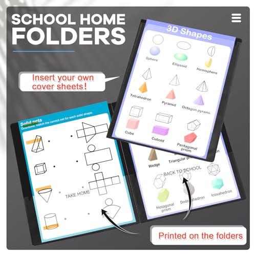 Henoyso 400 Pcs Take Home Folders 2 Inside Pockets, Parent Teacher Communication Folder for Students Homework with Clear Front Pocket Heavy Duty, School Classroom Supplies, 11.8 x 9.45 Inch (Black) - color: Black